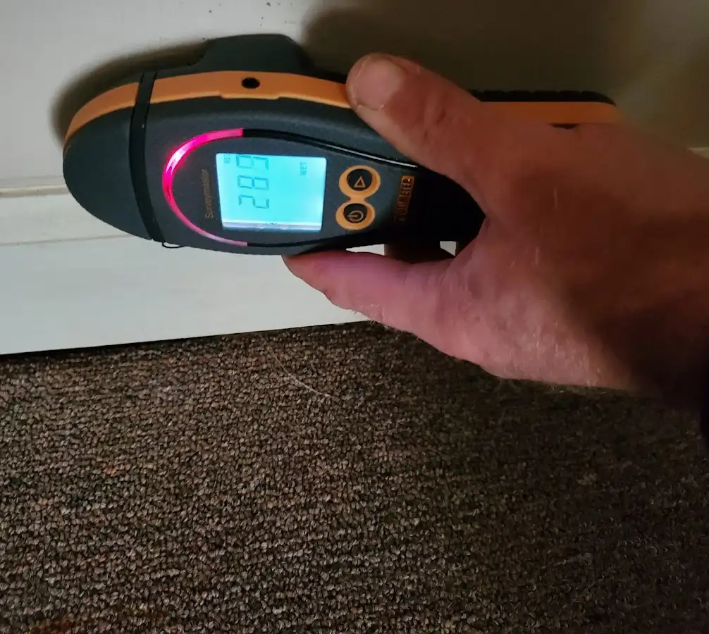 Moisture detection at baseboard during Sewage Cleanup & Sanitation in Piedmont